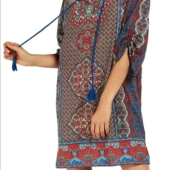 FLORAL AND PAISLEY SHIFT DRESS WITH TASSELS SMALL NWOT - Picture 6 of 16